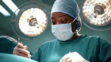 Surgeon operating in hospital OR. (1) - Powered by Adobe