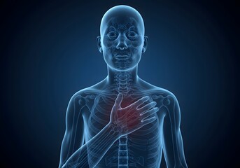 Human Anatomy XRay Chest Pain, Skeleton, Body Scan, Healthcare, Medical Illustration