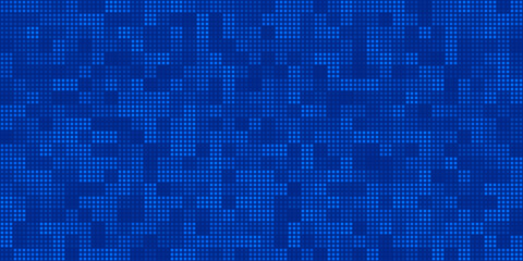 A blue pixel background features a simple square grid with a glowing screen effect. The abstract pattern creates a retro futuristic vibe, ideal for modern design projects or digital displays.