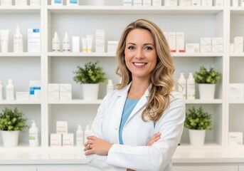 Confident Female Dermatologist in Modern Skincare Clinic