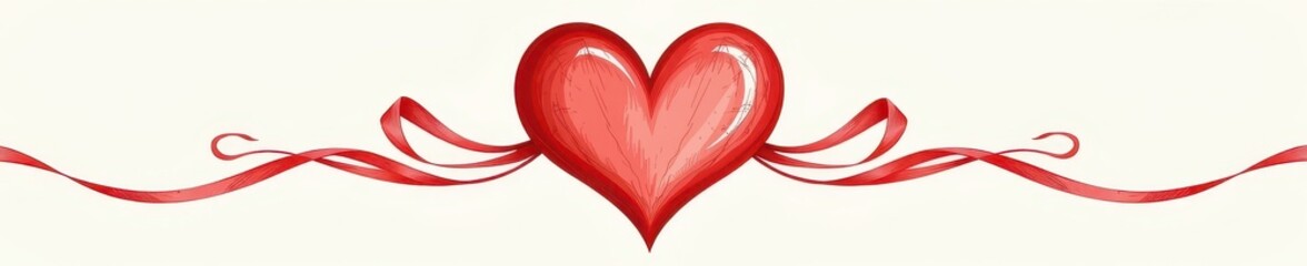 Heart drawn with ribbon, delicate design, romantic symbol, elegant illustration, vintage, delicate, design