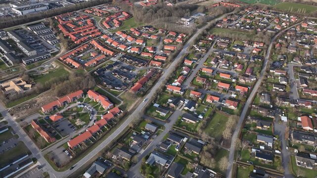 aerial view scandinavian city of skanderborg denmark