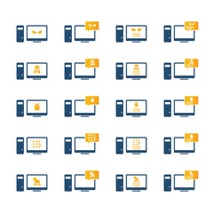 Malware desktop icon set. Hacking concept.