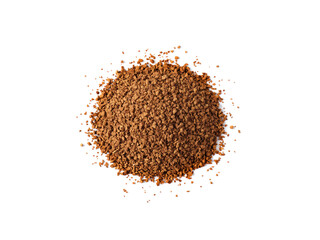 Top view of instant granulated coffee isolated on white background.