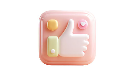 Glossy like icon of thumbs up, heart and comment on transparent background