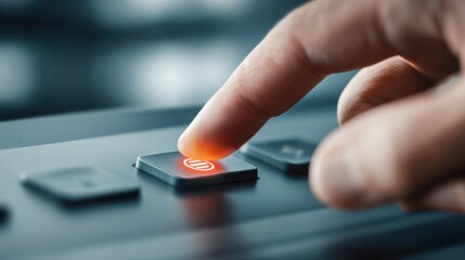Medium shot featuring a users finger hovering over an alert activation button on a data drift monitoring interface with rest of the screen out of focus.