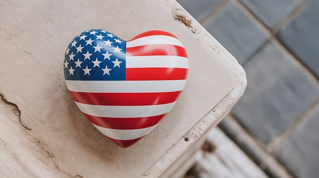 Photo of american flag heart symbol of patriotism and love for the united states of america, representing freedom and unity