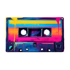 Naklejka premium Retro 80s Cassette Tape Art