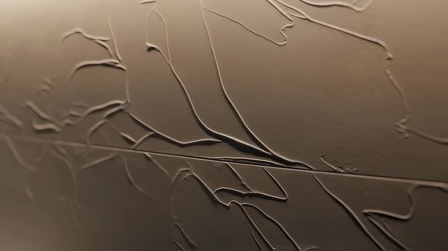 Slow pan across a finished bathroom wall with microcement subtle textures visible from the trowelling technique under soft lighting conditions.