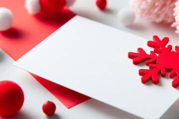 Modern Christmas Card Layout with a Red Snowflake Design