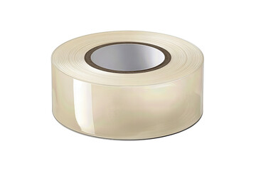 Transparent tape roll in soft off-white tone with neat edge and slight shading inside the core, isolated on transparent background.
