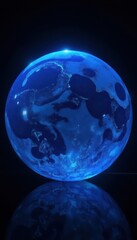 Intensely glowing blue orb, isolated on black , studio shot, electricity