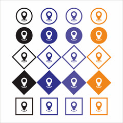 Vector set of location pin icons in different shapes and colors. Perfect for maps, apps, and infographics.