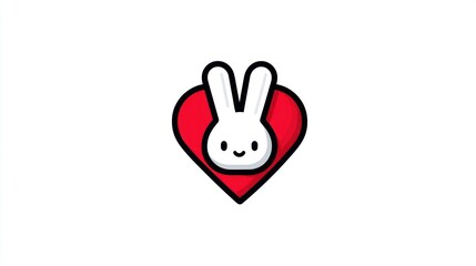 Obraz premium Cute rabbit in a red heart