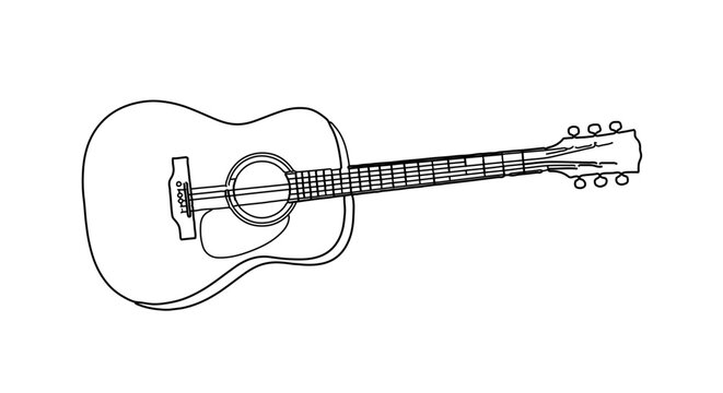 Acoustic guitar line art, perfect for music themed designs and illustrations