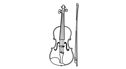 Fototapeta premium Elegant violin and bow the timeless beauty of classical music is captured here
