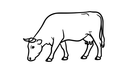 Fototapeta premium Grazing cow illustration for farm animal lovers and educational materials