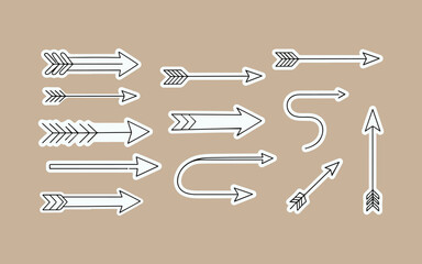Collection of hand drawn arrows in various styles on a neutral background