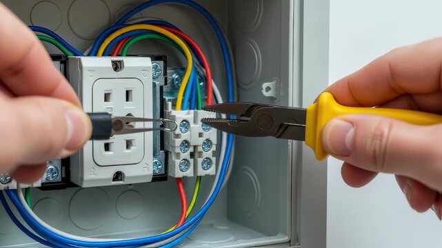 Stepbystep footage of GFCI outlet replacement highlighting wire disconnection and secure reconnection inside the electrical box.