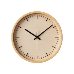 Light beige wooden wall clock, simple design