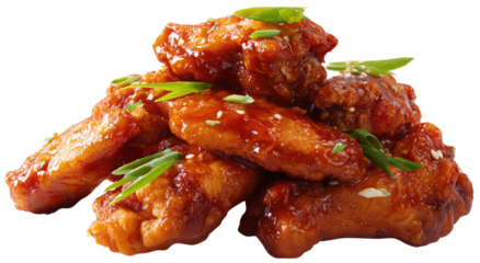 Stacked, glazed chicken wings