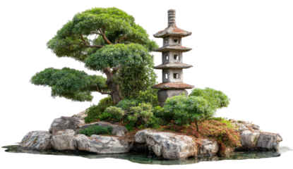 Miniature Japanese garden island
