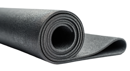 Rolled dark gray exercise mat