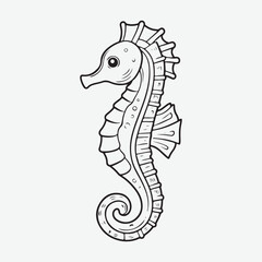 Fototapeta premium Seahorse Abstract Graphic Black Silhouette Simple Artwork, Wild Seahorse Vintage Animal Design