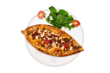 Traditional Turkish Pide with Cubed Meat