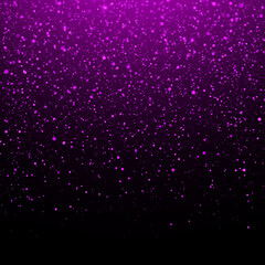 Glistering particles and sparkling confetti on a purple festive background. Shiny abstract holiday texture with glittering tinsel, luxury shimmer, and celebratory decorations.