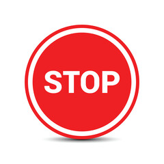 Stop traffic road sign, red circle prohibition symbol vector for safety, driving, control and street regulation