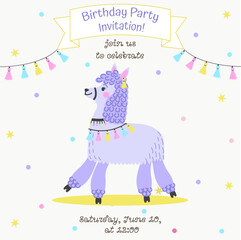 Lama Invitation, Children's Birthday, Join Us Celebrate, Birthday, Child