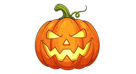 Vector Halloween Pumpkin SVG Icon with Carved Face in Flat Design Style for Digital Use