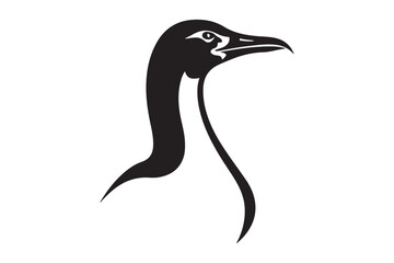 Stylized black silhouette of a bird s head and neck