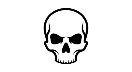Minimalist Vector SVG Icon of Skull with Black and White Flat Design Style for Digital and Web Applications