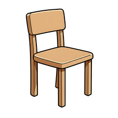 Simple wooden chair with backrest on black background