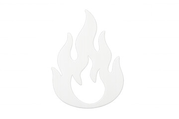Bright white fire flame glowing against transparent backdrop, perfect for design graphic materials
