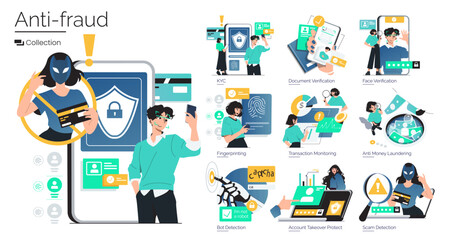 Anti-Fraud Strategies and Security Measures Vector Set © inspiring.team