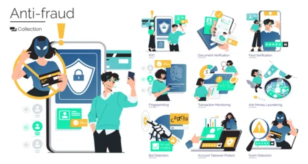 Anti-Fraud Strategies and Security Measures Vector Set © inspiring.team