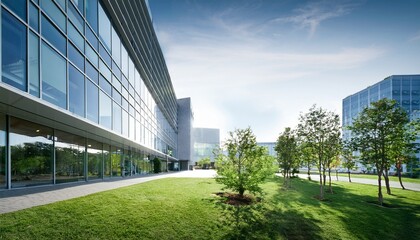 modern office building with green spaces