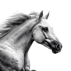 Obraz premium Majestic White Horse A Stunning Monochrome Portrait isolated on transparent background