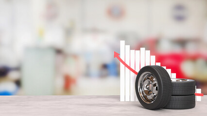 The Tire for Auto mobile or garage concept 3d Rendering.
