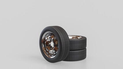 The Tire for Auto mobile or garage concept 3d Rendering.