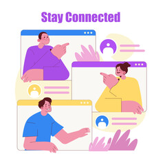 Online Communication Concept with Video Chat Screens