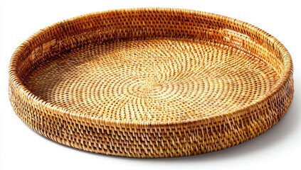 Round, light brown woven tray