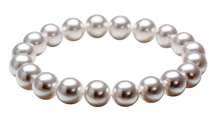 Obraz premium A close-up view of a pearl bracelet. The bracelet is a continuous circle of large, round pearls. Soft, off-white pearls are evenly spaced