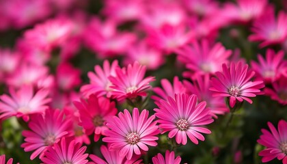 The image shows a cluster of bright pink flowers with multiple petals, densely packed together, creating a vibrant floral display.