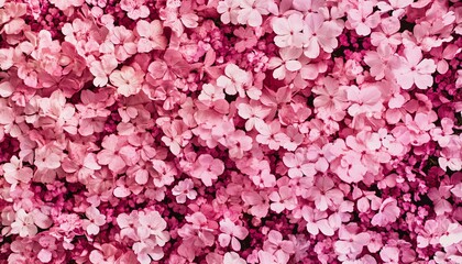 The image shows numerous light pink blossoms densely packed together, forming a full-frame floral pattern with subtle variations in color and shape.