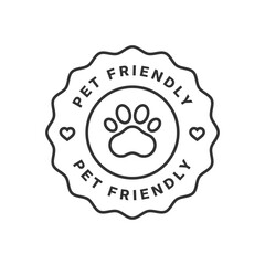 Pet friendly round outline vector icon