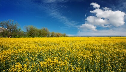 Obraz premium yellow flowers field under blue sky